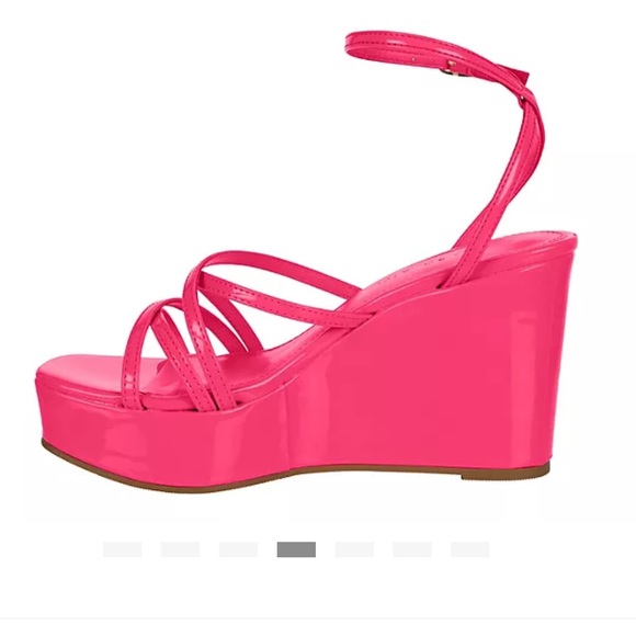 Womens Madden Girl Bright Pink Paten Wedge Size 10 - Picture 5 of 9